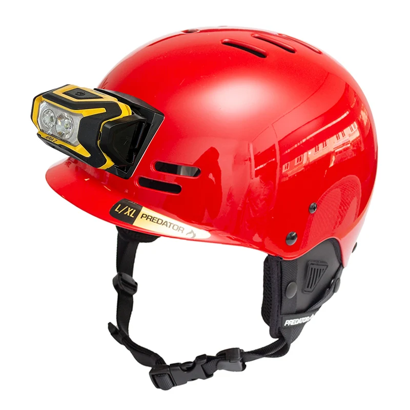 Predator FR7-W Half Cut Helm - rot - mit Petzl ARIA 2 (mit Batterie)
