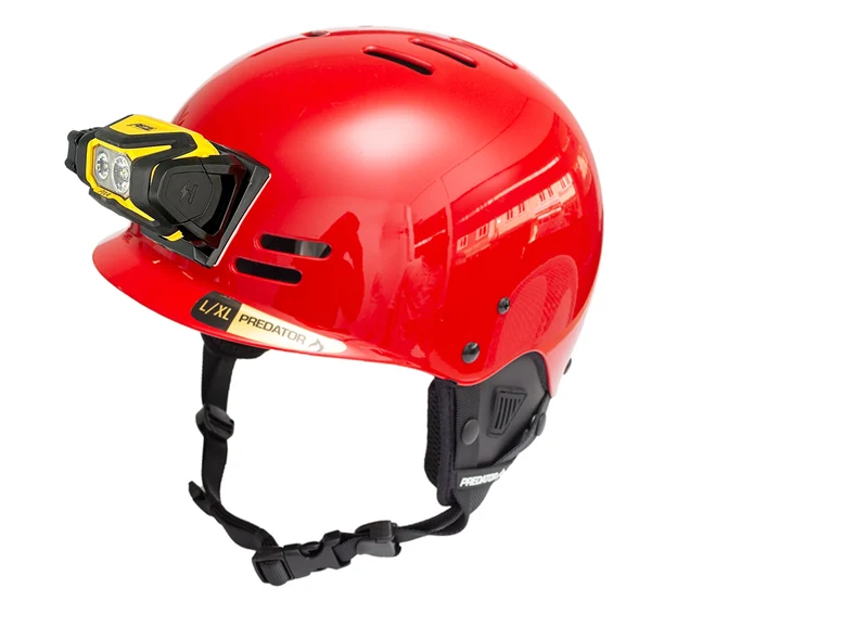 Predator FR7-W Half Cut Helm - rot - mit Pixa (Batterie)