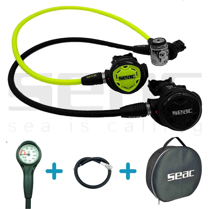 Seac Sub IT300 DIN Atemregler Komplettset - inklusive Finimeter und Reglertasche