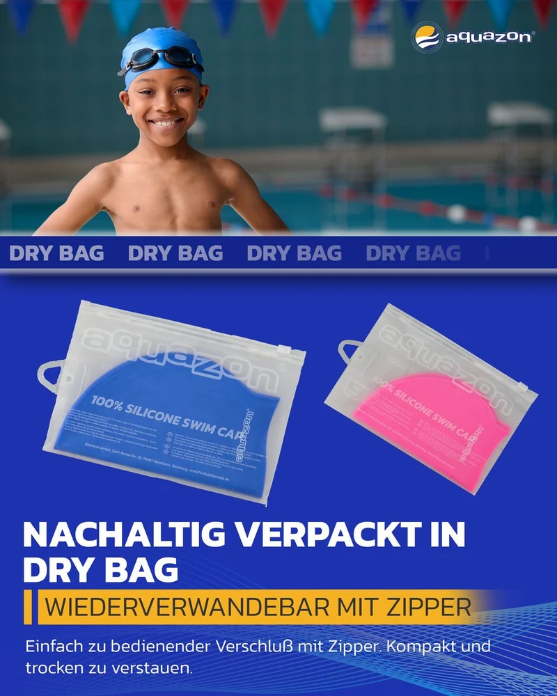 AQUAZON Premium Badekappe für Kinder, Jungen und Mädchen