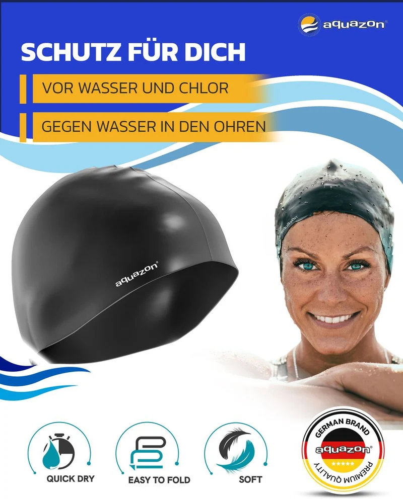 AQUAZON Premium Badekappe Damen, Herren für Erwachsene