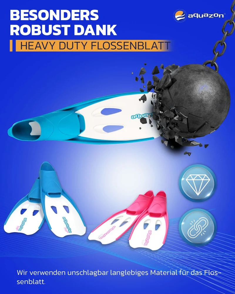 FLIPPER Robuste Schnorchel- Schwimmflossen für Kinder, Damen