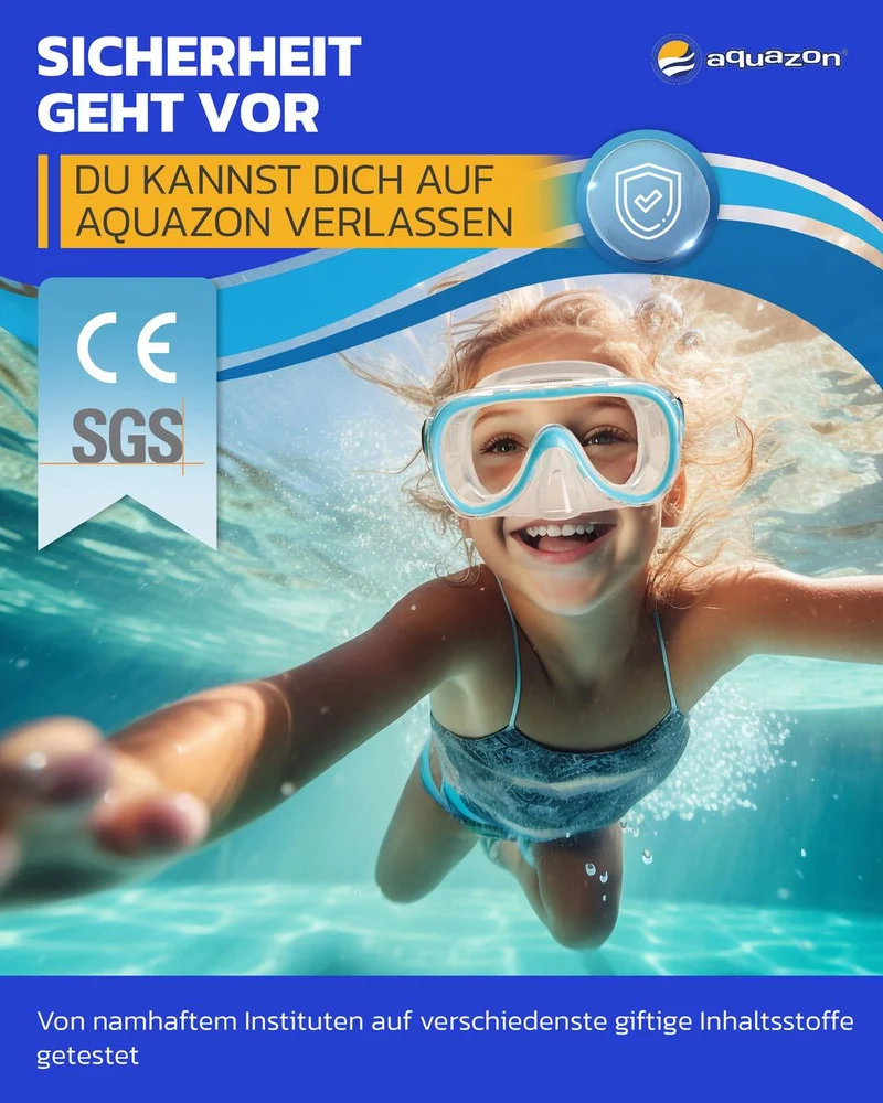 DOLPHIN, Schnorchelbrille für Kinder 7-12 Jahre, Tempered glas