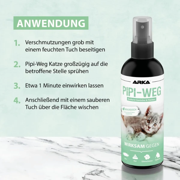 Arka Pipi-Weg Katze Geruchs- & Fleckenentferner 100 ml Für Unterwegs
