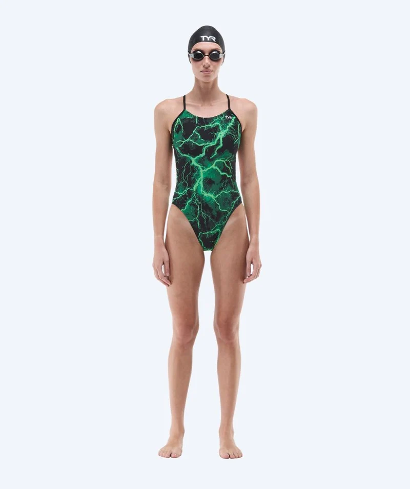 TYR Badeanzug für Damen - Durafast Elite Cutoutfit Arterix - Grün/Schwarz