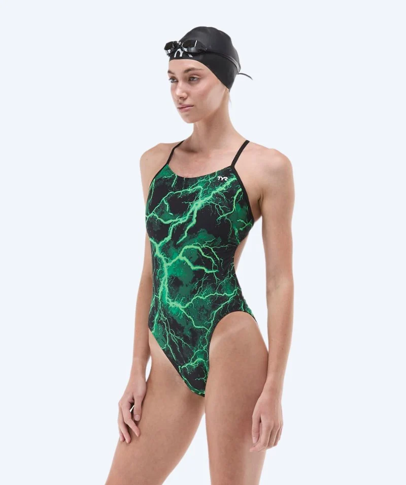 TYR Badeanzug für Damen - Durafast Elite Cutoutfit Arterix - Grün/Schwarz