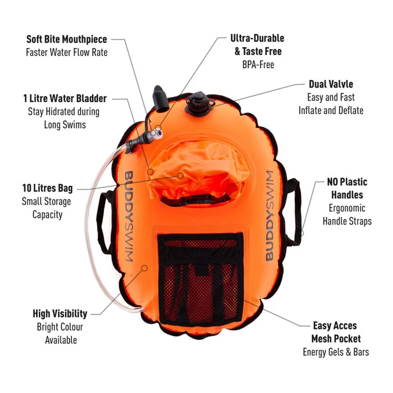 Buddyswim Open Water Schwimmboje Hydrastation PRO mit wasserdichter DryBag Tasche