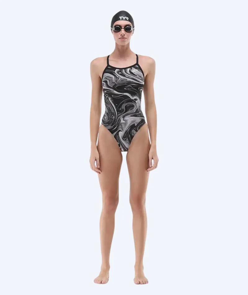 TYR Badeanzug für Damen - Durafast Elite Diamondfit Olea - Grau/Schwarz