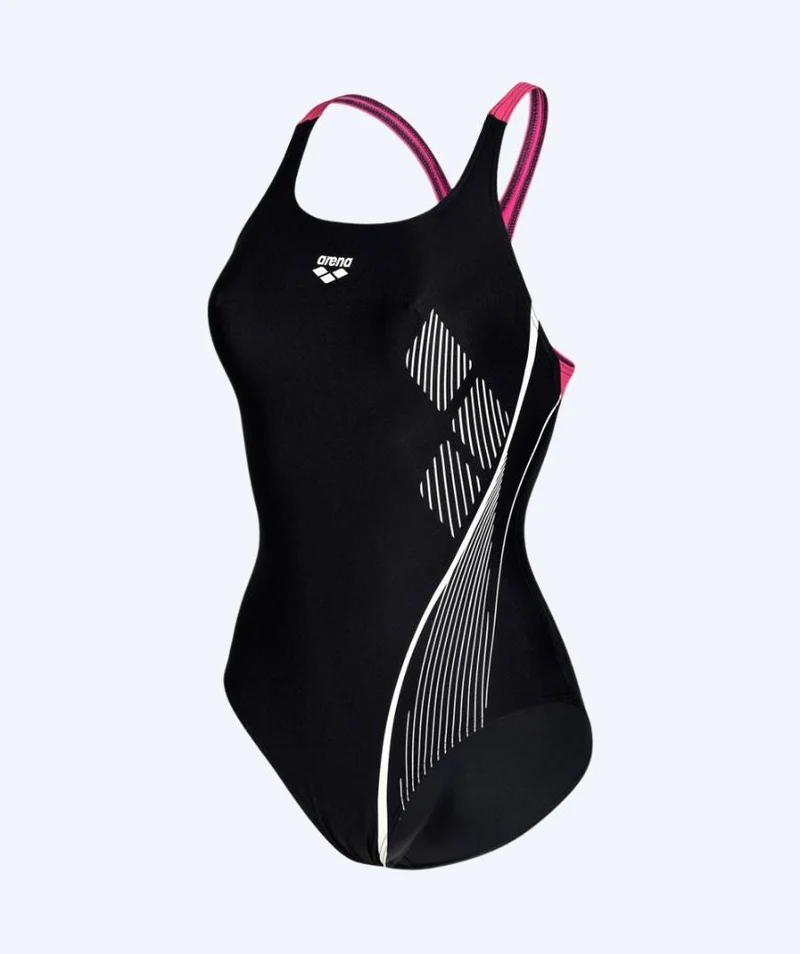 Arena Badeanzug für Damen - Swim Pro Graphic - Schwarz/Hellrosa
