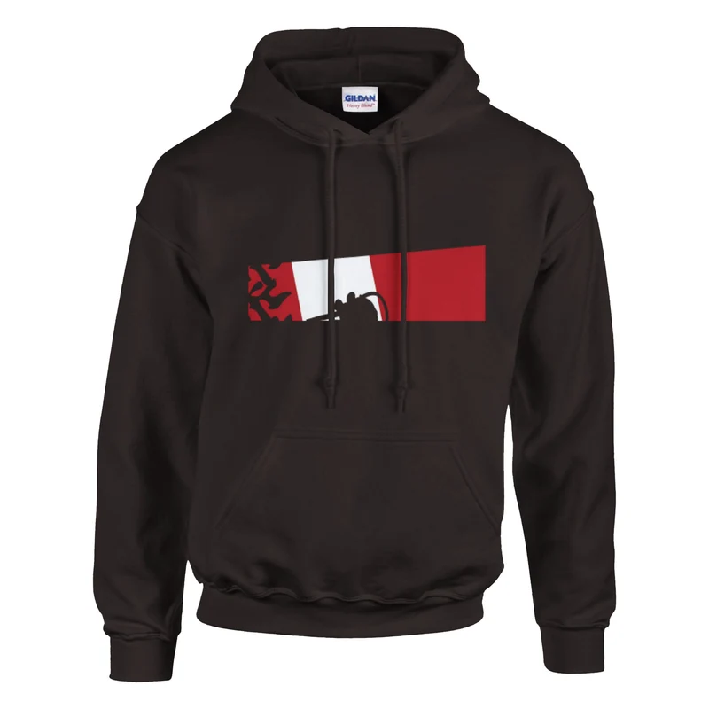 DIVE Hoodie: Maritime Eleganz in Rot-Weiß – Bequemer Taucher Kapuzenpullover mit Korallen-Motiv