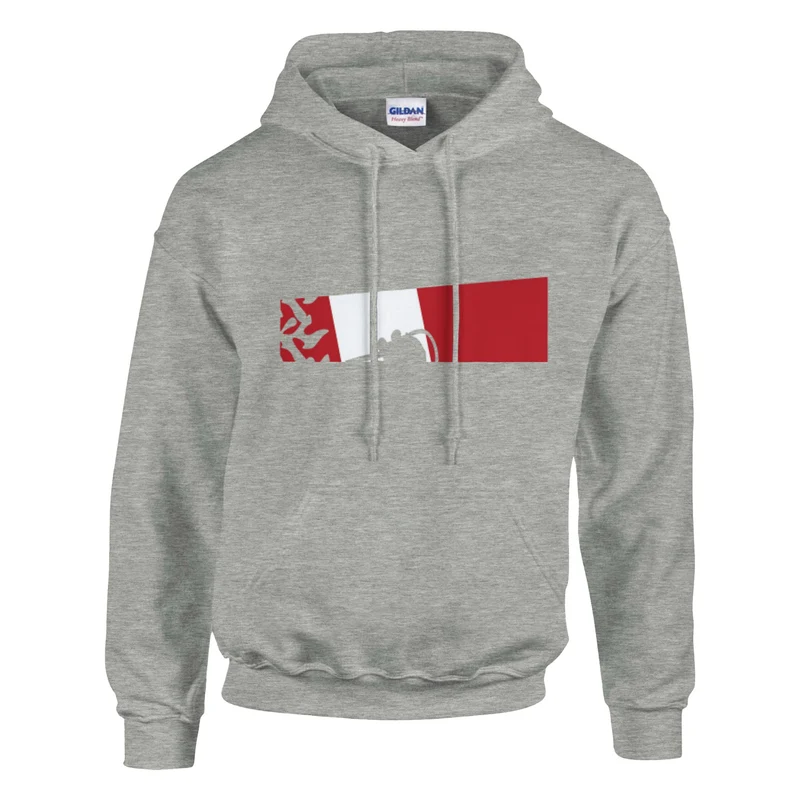 DIVE Hoodie: Maritime Eleganz in Rot-Weiß – Bequemer Taucher Kapuzenpullover mit Korallen-Motiv
