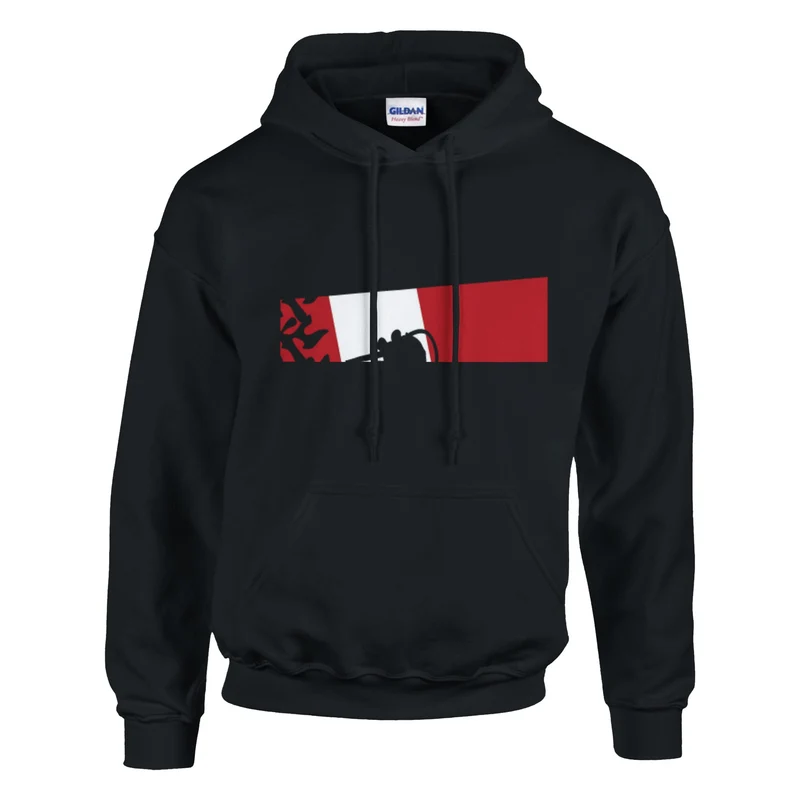 DIVE Hoodie: Maritime Eleganz in Rot-Weiß – Bequemer Taucher Kapuzenpullover mit Korallen-Motiv