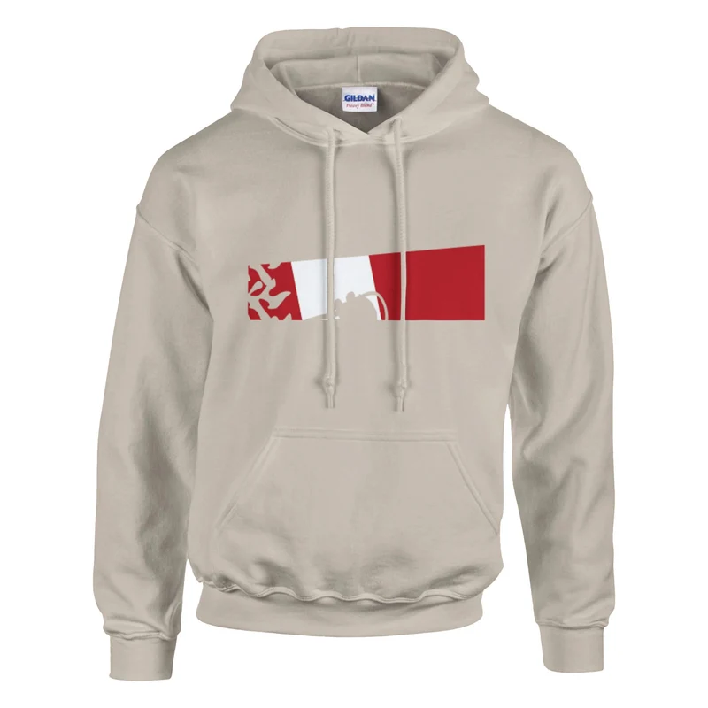DIVE Hoodie: Maritime Eleganz in Rot-Weiß – Bequemer Taucher Kapuzenpullover mit Korallen-Motiv