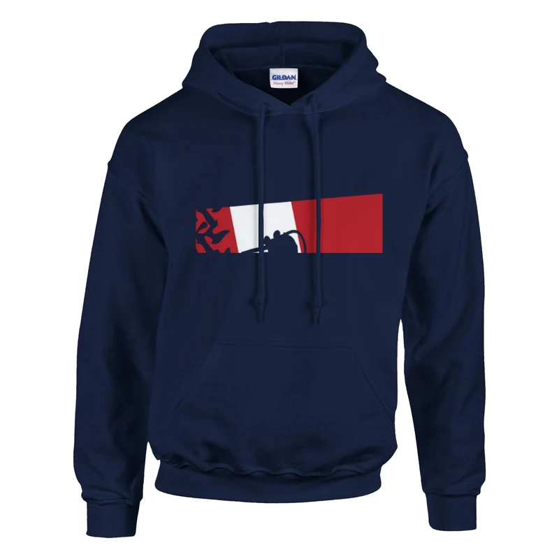 DIVE Hoodie: Maritime Eleganz in Rot-Weiß – Bequemer Taucher Kapuzenpullover mit Korallen-Motiv