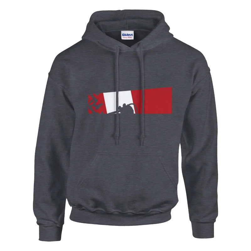 DIVE Hoodie: Maritime Eleganz in Rot-Weiß – Bequemer Taucher Kapuzenpullover mit Korallen-Motiv