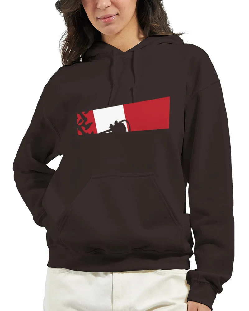 DIVE Hoodie: Maritime Eleganz in Rot-Weiß – Bequemer Taucher Kapuzenpullover mit Korallen-Motiv