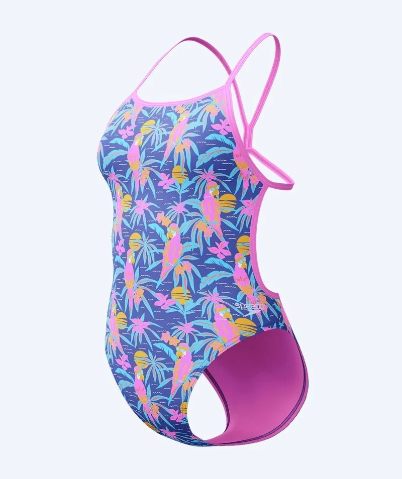 Speedo Badeanzug für Damen - Allover Digital V-Back - Blau/Hellrosa