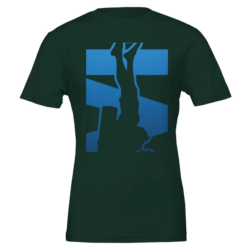 Premium Unisex T-Shirt "Just Dive" - Bold Blue Dive Silhouette for Water Lovers