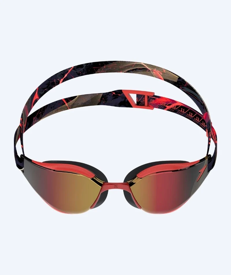 Speedo Elite Schwimmbrillen - Fastskin Hyper Elite Mirror - Schwarz/Rot (Gold Scheiben)