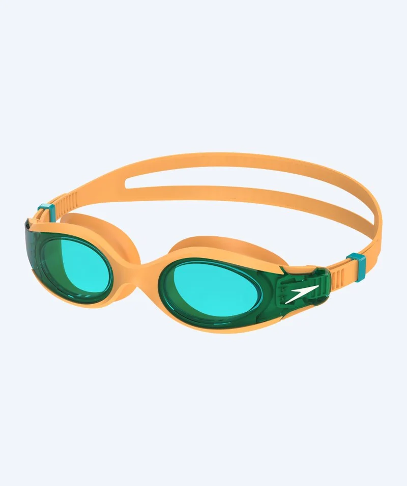 Speedo Schwimmbrille für Kinder (6-14) - Hydrosity 2.0 - Orange/Dunkelgrün (Blau Scheiben)