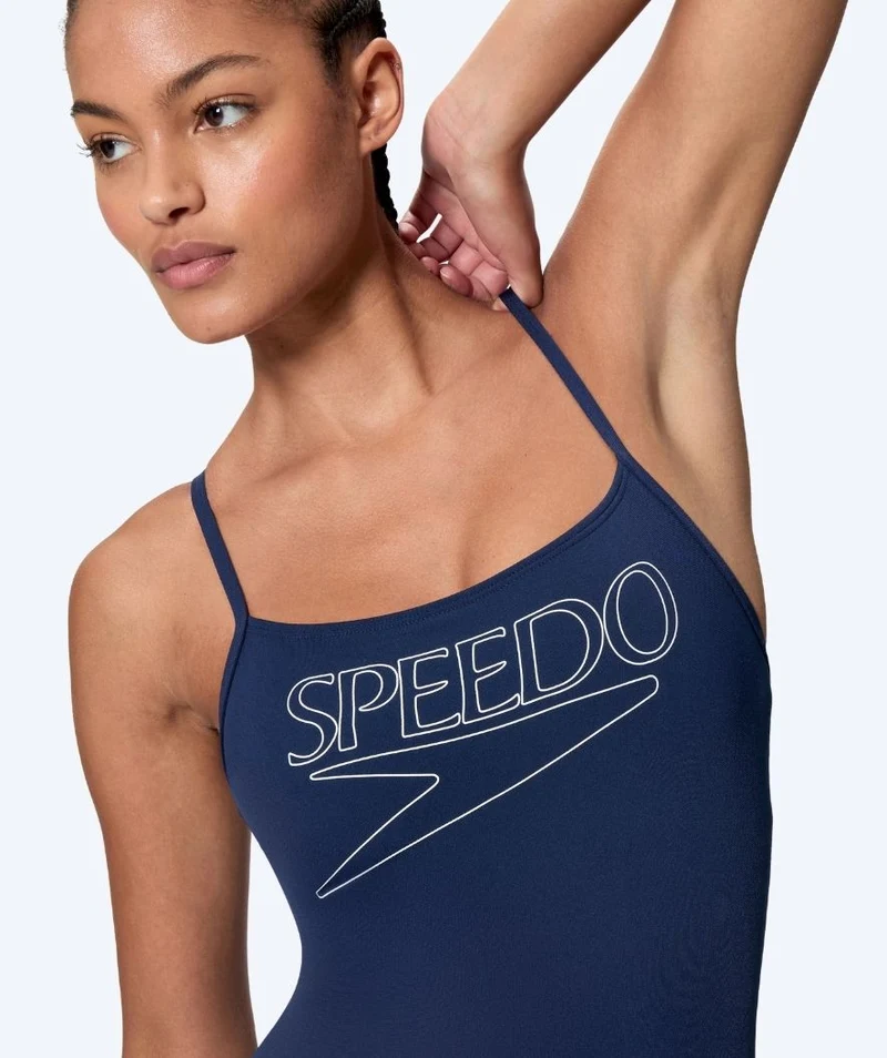 Speedo Badeanzug für Damen - Endurance Logo Thin Strap - Dunkelblau