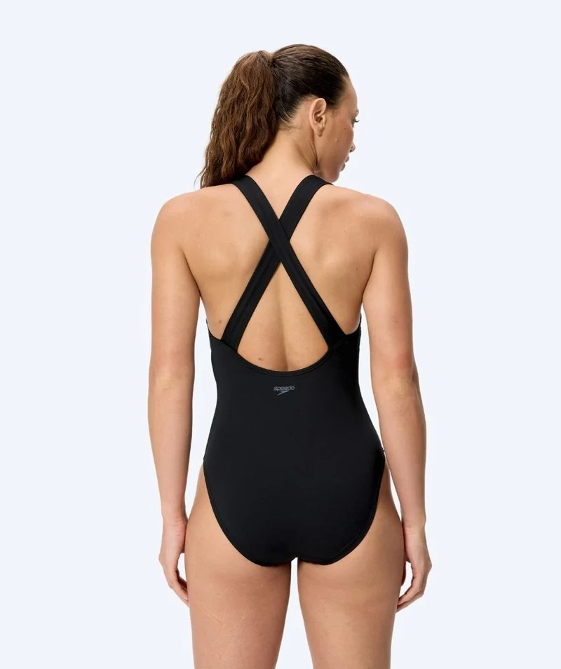 Speedo Badeanzug für Damen - Solid Scoop Neck - Schwarz