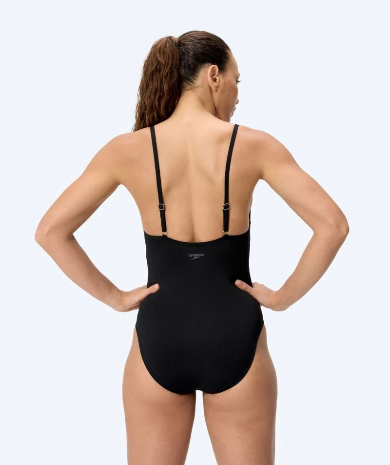 Speedo Badeanzug für Damen - Solid V-Neck - Schwarz