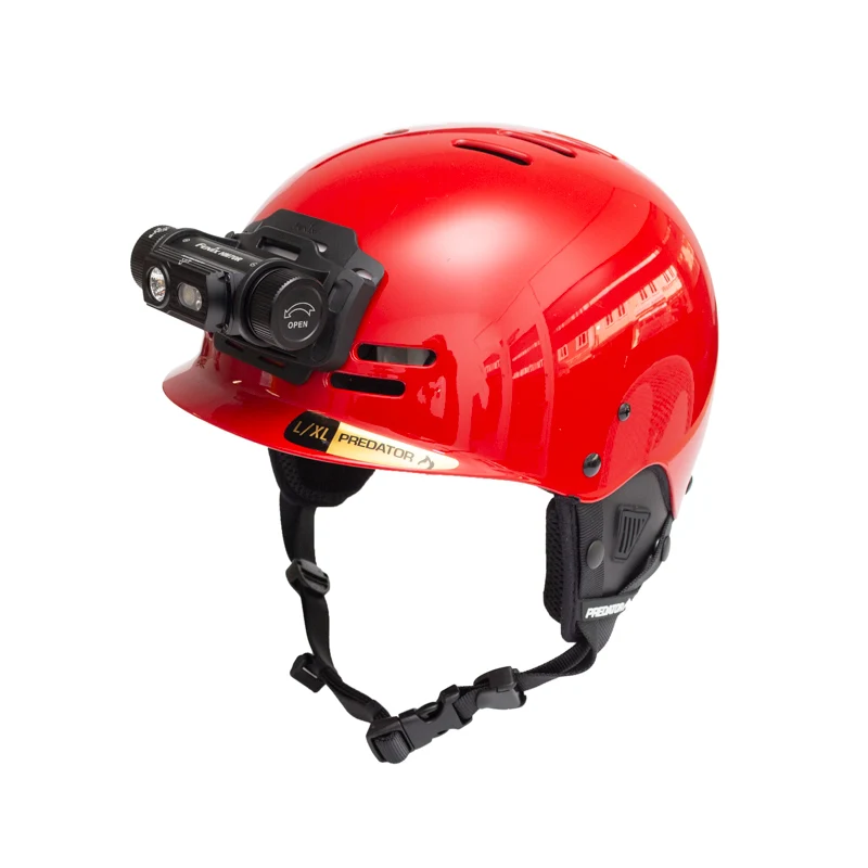 Predator FR7-W Half Cut Helm - rot - mit Fenix HM70R