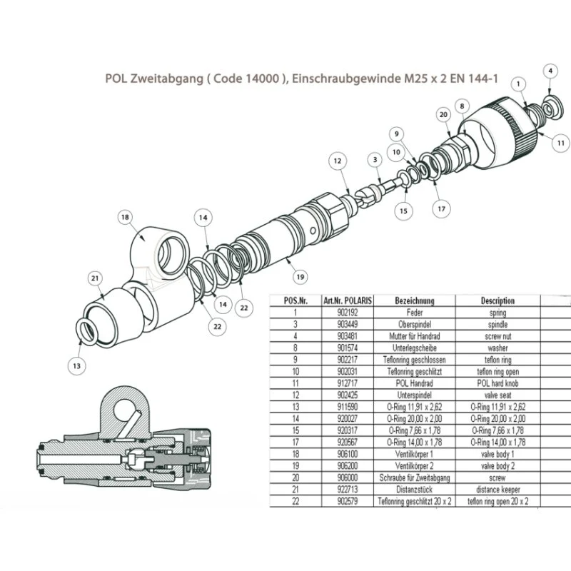 Polaris Zweitabgang Air 232 bar drehbar