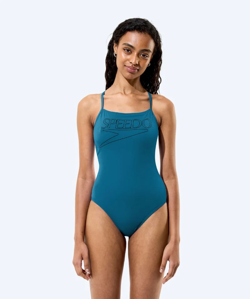 Speedo Badeanzug für Damen - Endurance Logo Thin Strap - Dunkelgrün