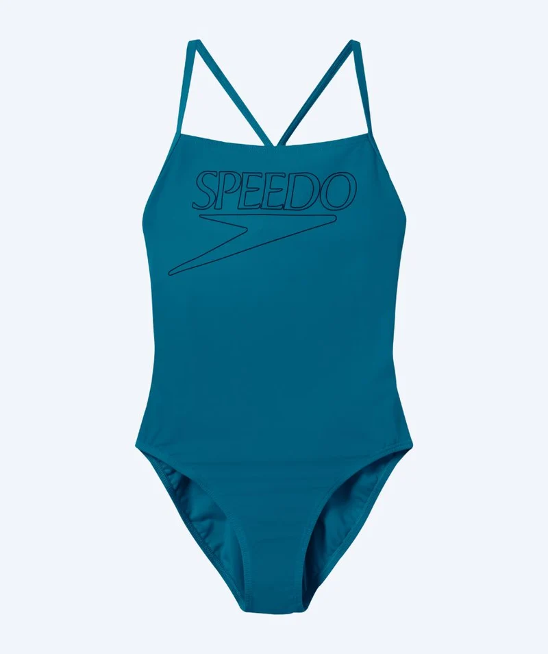 Speedo Badeanzug für Damen - Endurance Logo Thin Strap - Dunkelgrün