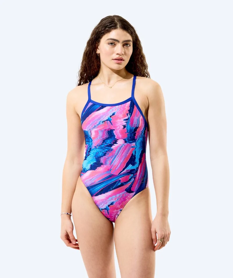 Speedo Badeanzug für Damen - Printed Turnback - Blau/Rosa