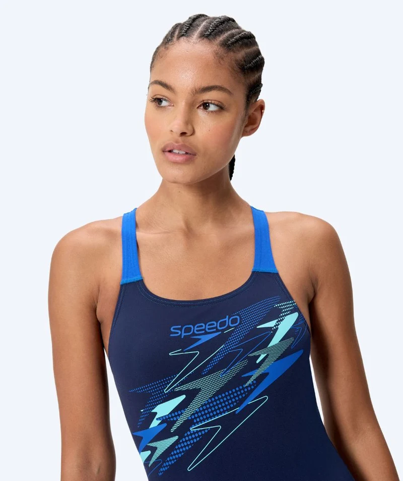 Speedo Badeanzug für Damen - Medley Logo Medalist - Dunkelblau/Blau