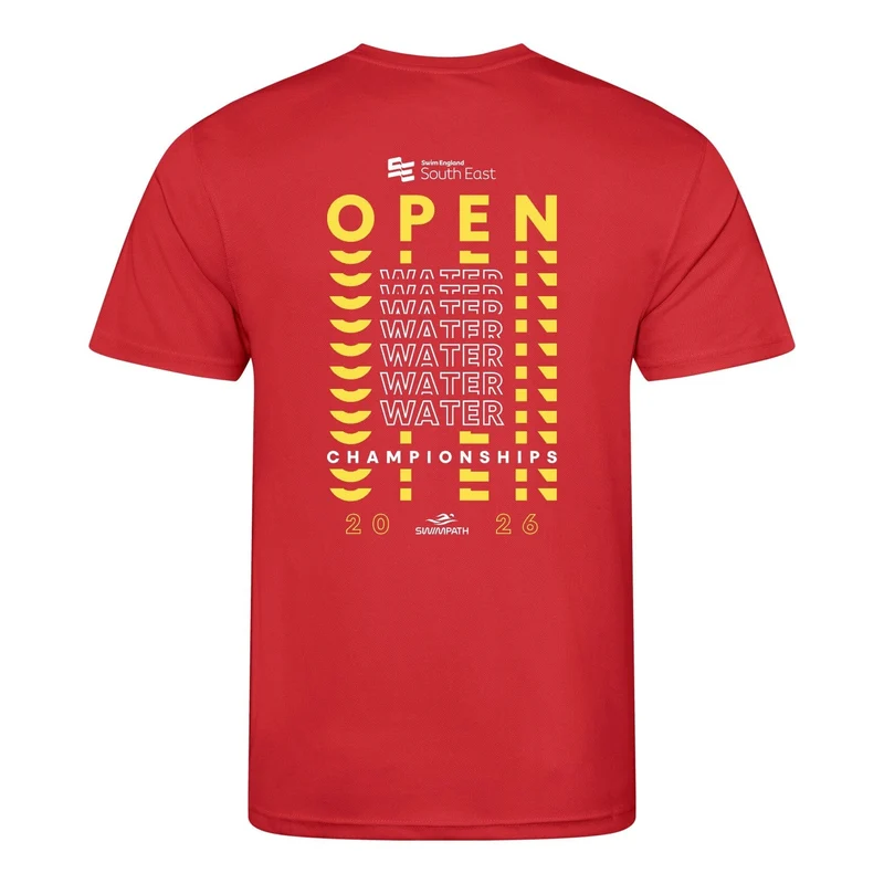 Swim England South East Open Water Championships 2026 T-Shirt - Fire Red