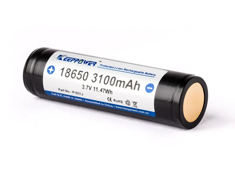 Keeppower 18650 - 3100mAh, 3,7V Li-Ionen-Akku geschützt - erhöhter Pluspol