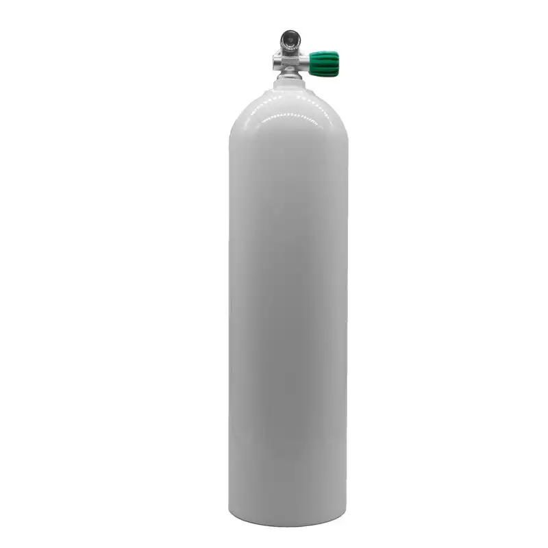 MES Aluflasche 11,1L/80cuft,weiß,mit Polaris Nitrox Ventil (M26x2) rechts