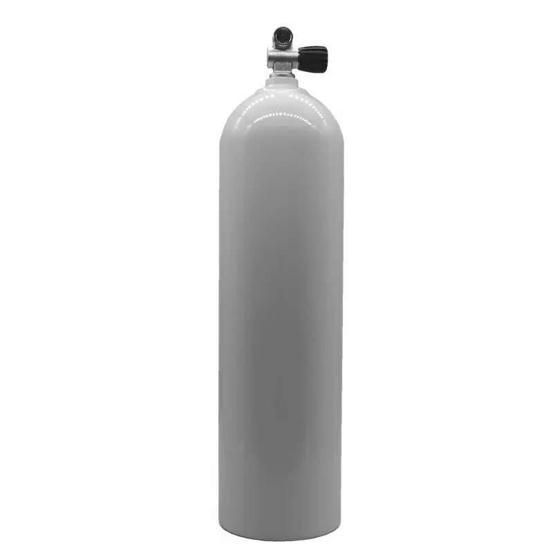 MES Aluflasche 11,1L/80cuft,weiß,mit Polaris Monoventil rechts - erweiterbar