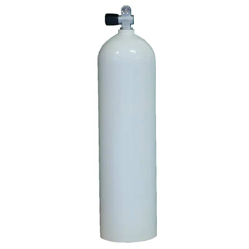 MES Aluflasche 11,1L/80cuft,weiß, mit Polaris Monoventil links - erweiterbar