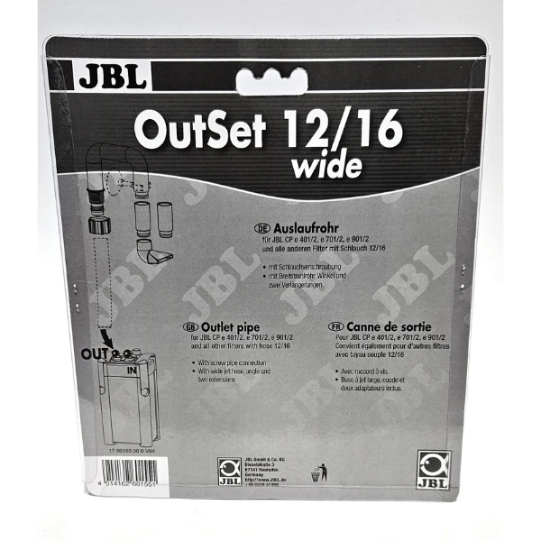 JBL Auslaufrohr Set wide 12/16 CP e 401/2, 701/2, 901/2 alle anderen Filter mit Schlauch 12/16