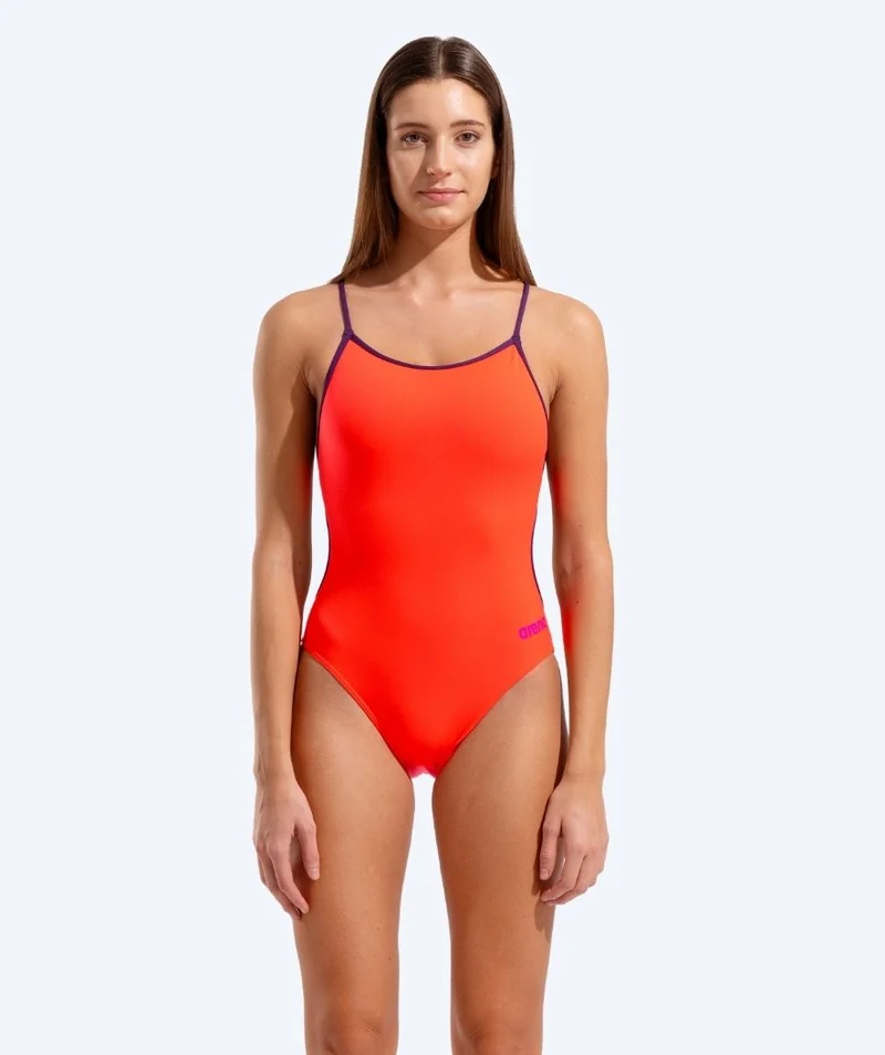 Arena Badeanzug für Damen - Solid Lace Back - Orange/Lila