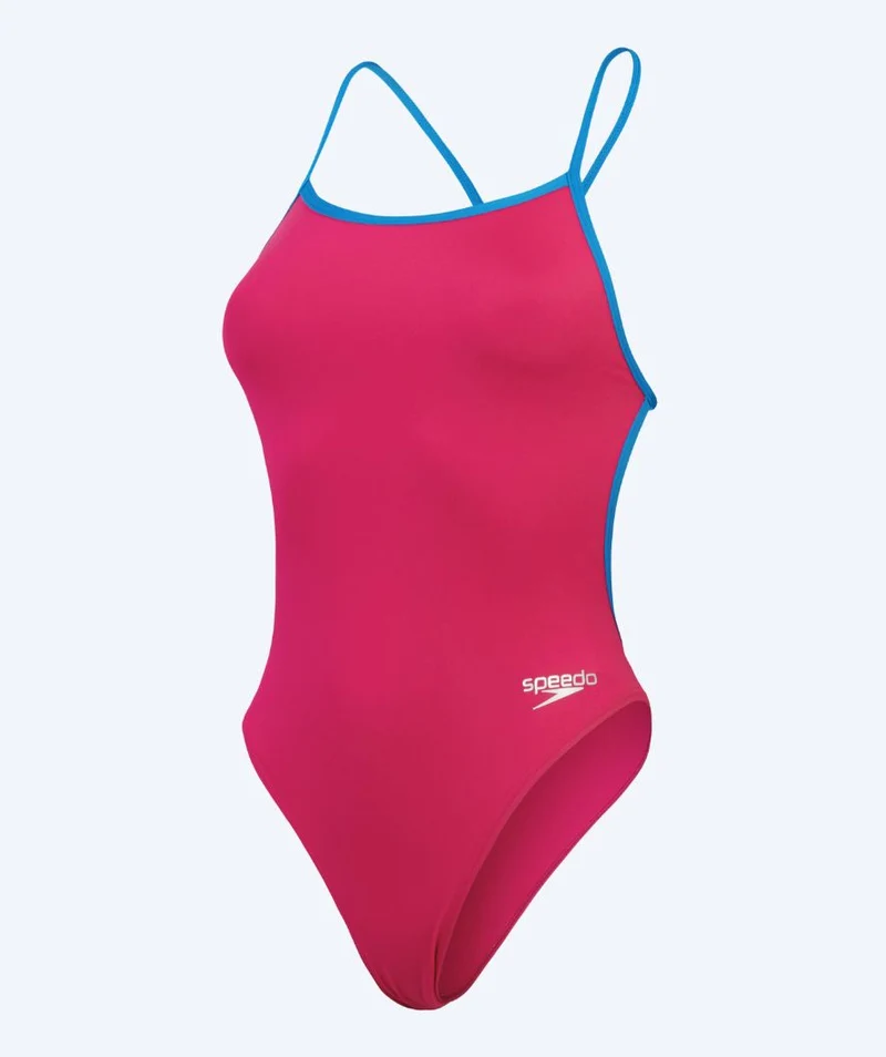 Speedo Badeanzug für Damen - Solid V-Back - Hellrosa/Blau
