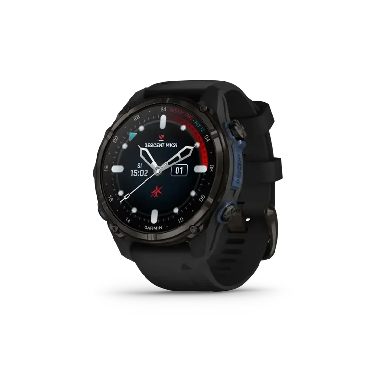 Garmin Descent™ Mk3i - 43mm Graues DLC-Titan mit schwarzem Silikonarmband - Tauchcomputer