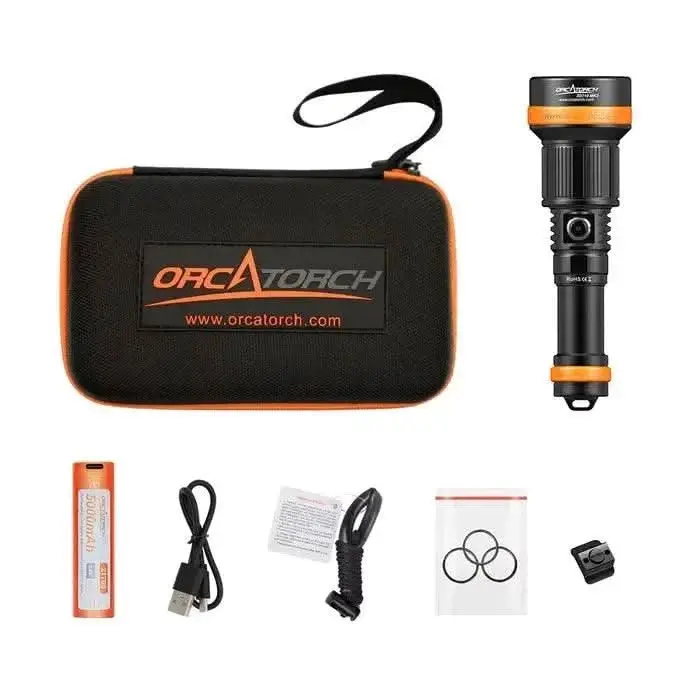 OrcaTorch - ZD710 MK2 - Tauchlampe Set - 3000 lm - Abstrahlwinkel Einstellbar 4-72 Grad