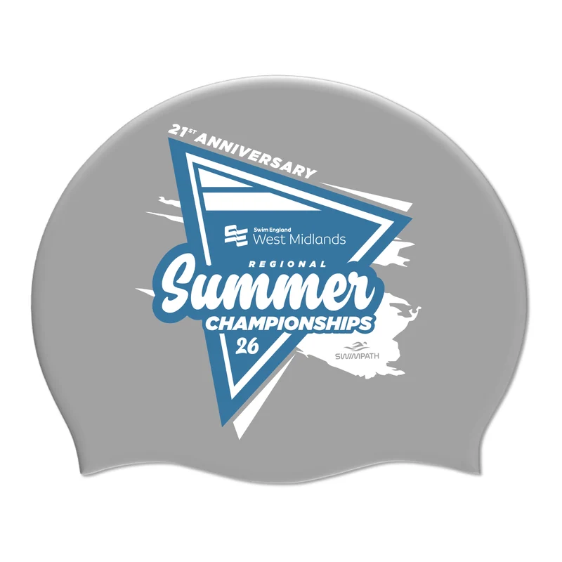 Swim England West Midlands Summer Regional Championships 2026 Silicone Suede Swimming Cap - Silver