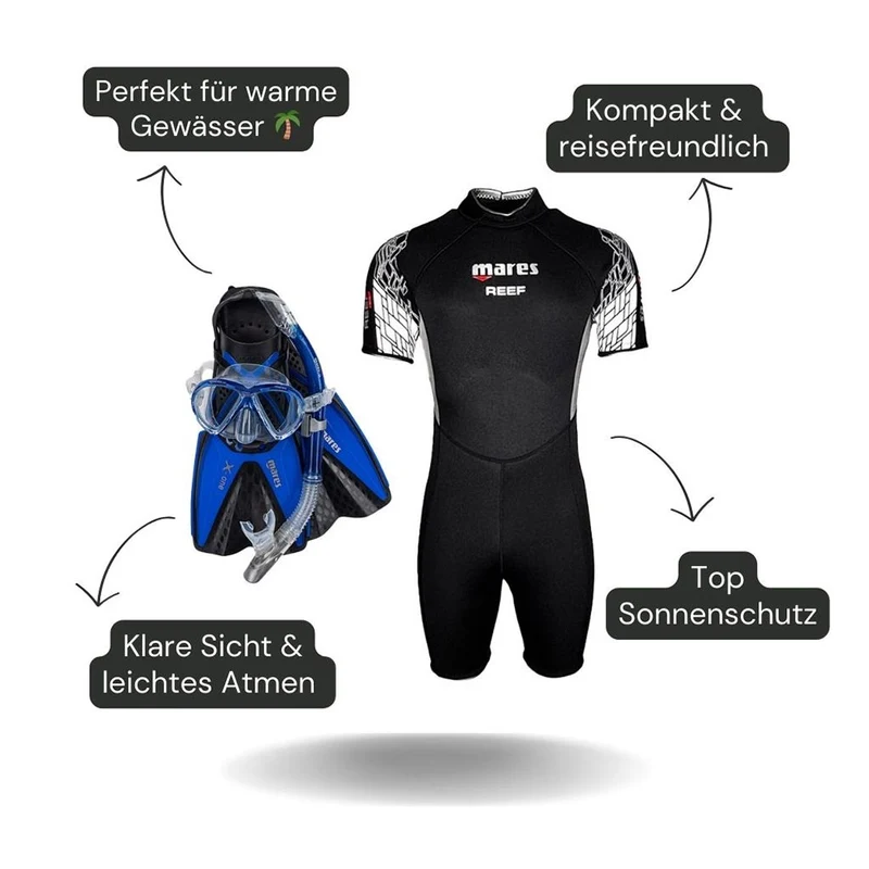 Tropen Schnorchelset Herren blau