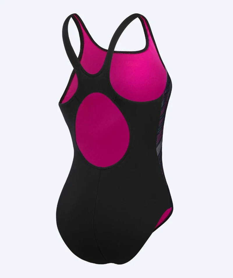 Speedo Badeanzug für Damen - Placement Muscleback - Schwarz/Hellrosa