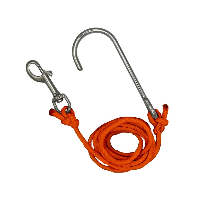 Riffhaken mit Karabiner u. Leine