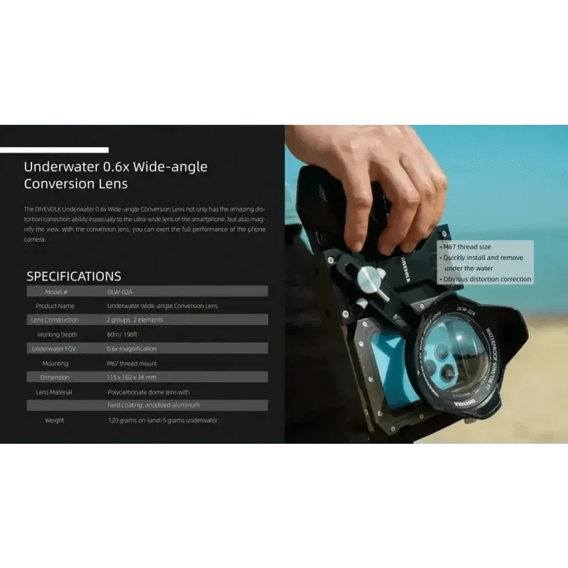 DiveVolk Underwater Wide Angle Conversion Lens