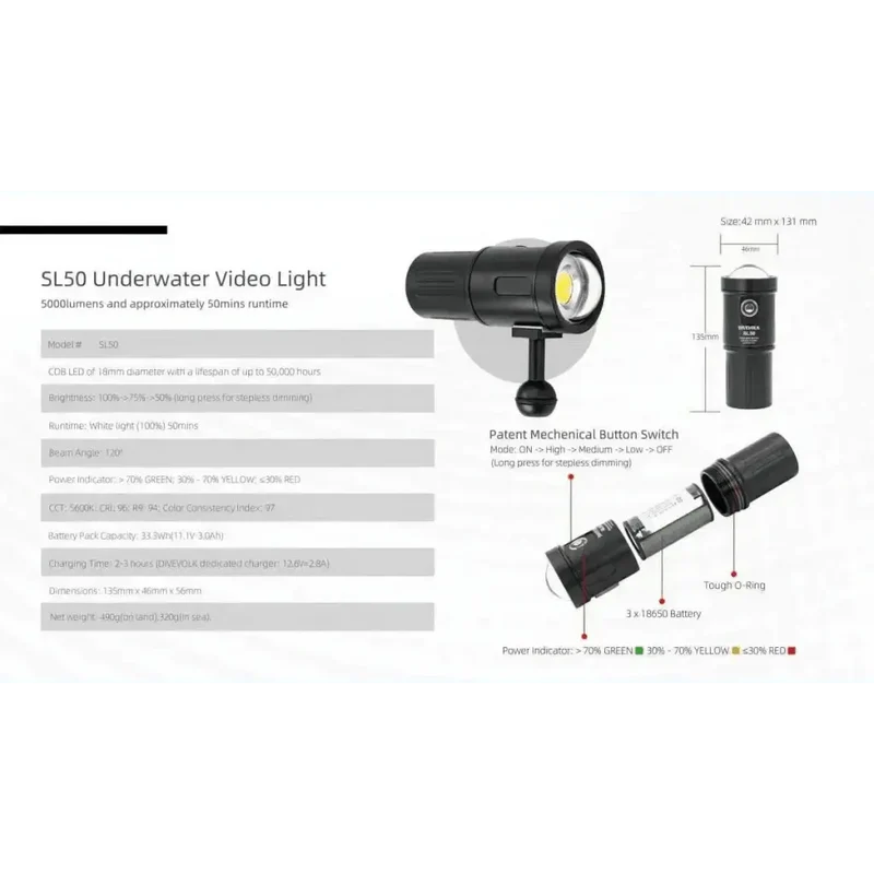 DiveVolk SL50 Video light