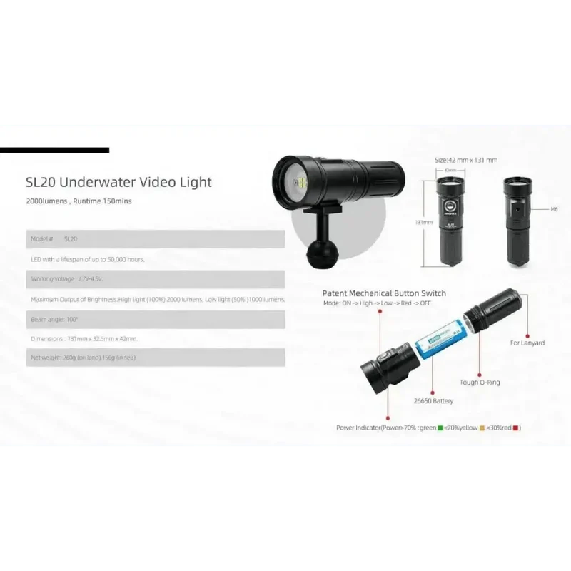 DiveVolk SL20 Video light